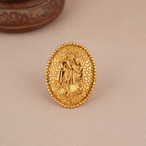 Beautiful antique gold plated oval finger adjustable ring