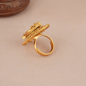 Beautiful antique gold plated oval finger adjustable ring