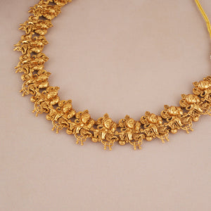 Antique gold plated radha krishna necklace set