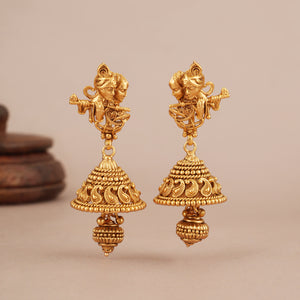 Antique gold plated radha krishna necklace set