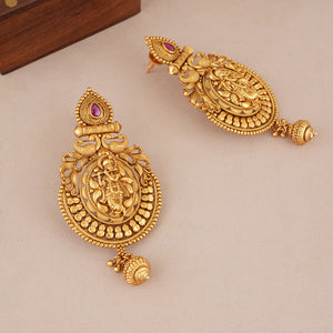 Long antique gold lord krishna necklace set I Temple Jewellery
