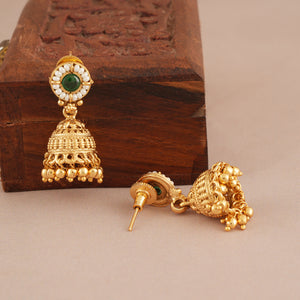 Stunning antique gold stone pendant set with earring