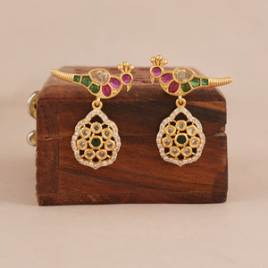 Cute gold plated stone bird pendant set