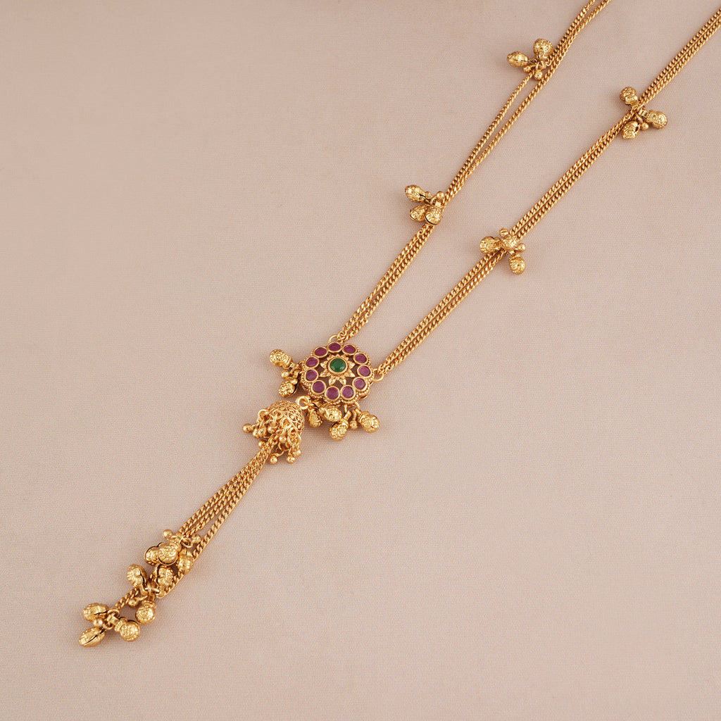Amazing antique gold ruby pendant set with jhumka earring