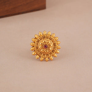 Cute antique gold plated stone finger ring