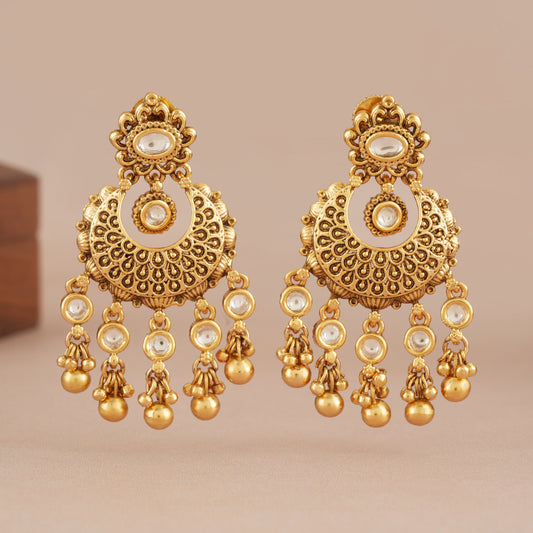 Stunning antique gold kundan earring
