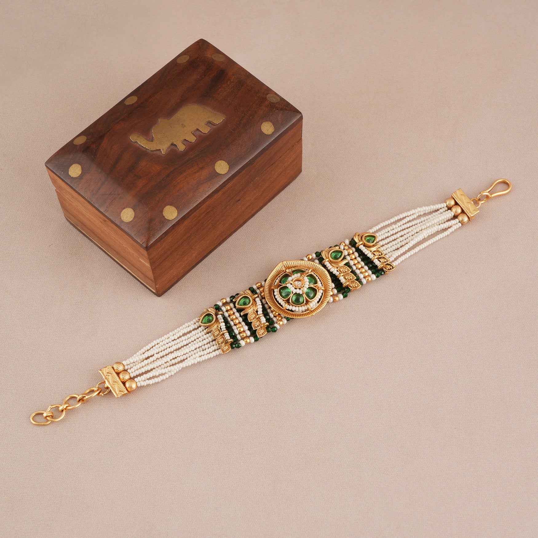 Stunning antique gold pearl stone  bracelet