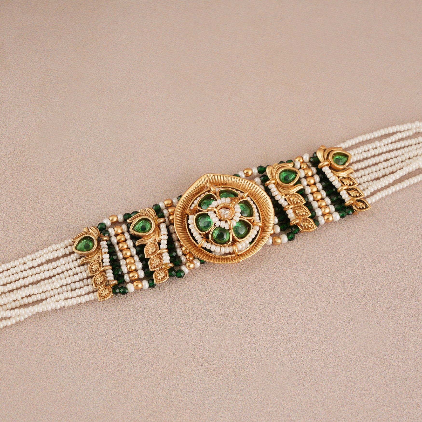 Stunning antique gold pearl stone  bracelet