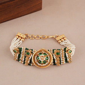 Stunning antique gold pearl stone  bracelet