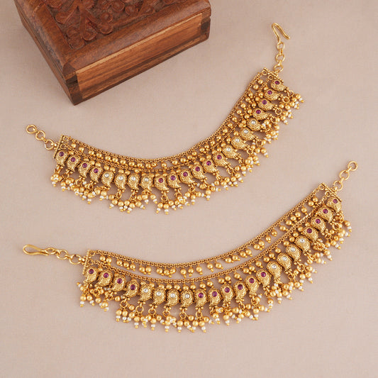 Beautiful antique gold 3 layer kanoti for women