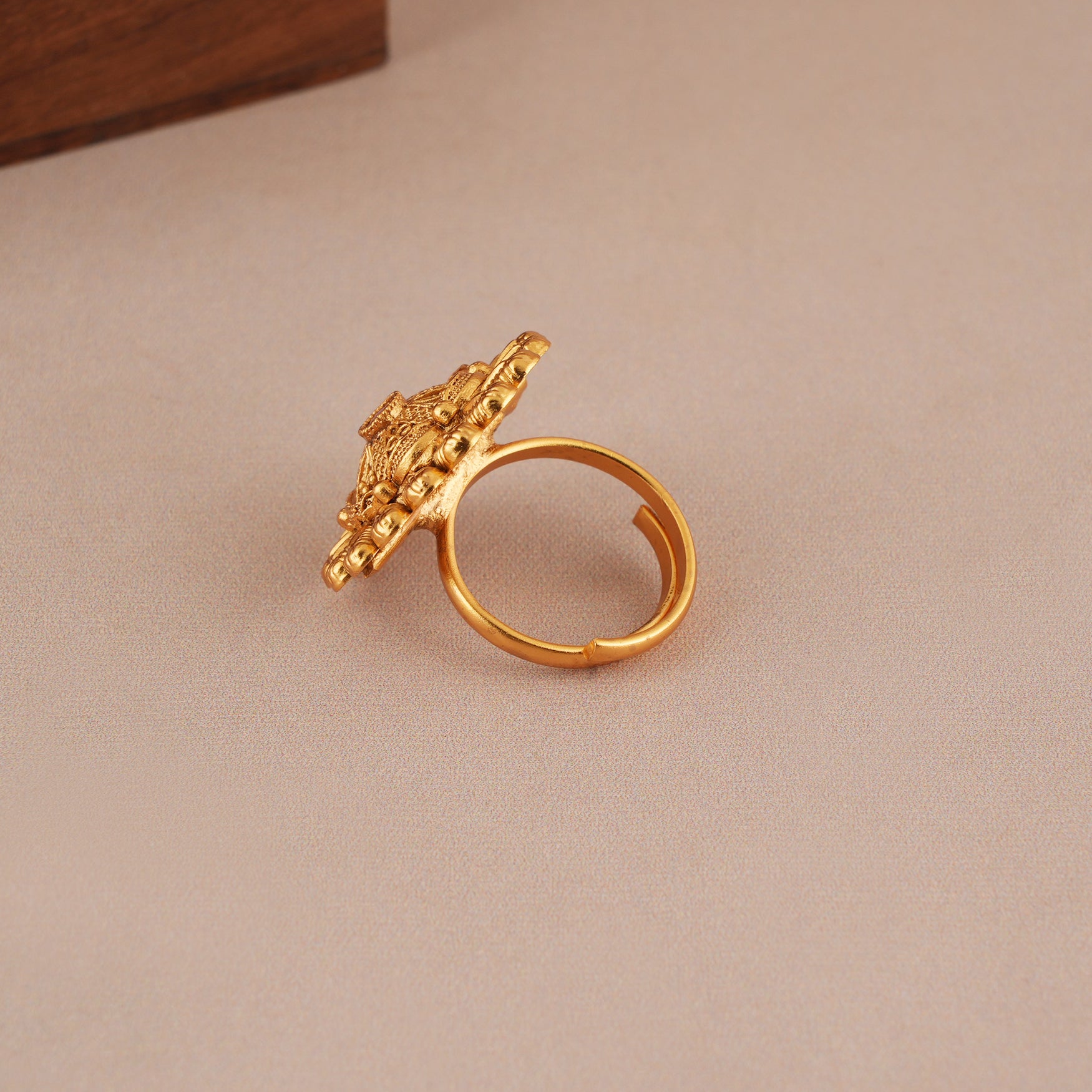 Beautiful ruby antique gold floral finger ring