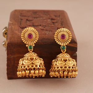 Stunning long antique gold mala necklace set