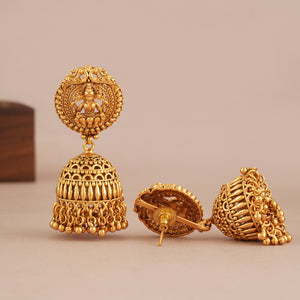Stunning long antique gold ma lakshmi jhumka earring