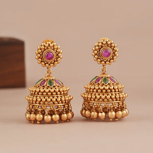 Beautiful antique gold stone jhumka earring