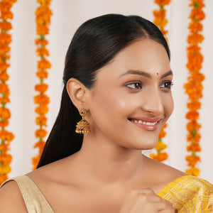 Beautiful antique gold stone jhumka earring