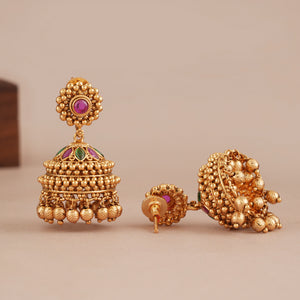 Beautiful antique gold stone jhumka earring