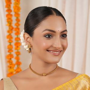 Beautiful plain antique gold necklace choker set