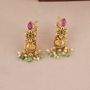 Stunning antique gold stone necklace set for women