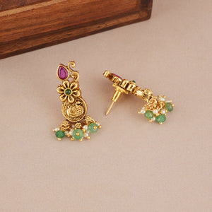 Stunning antique gold stone necklace set for women