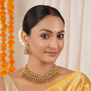 Beautiful stone antique gold plated necklace set