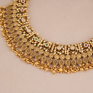 Beautiful stone antique gold plated necklace set