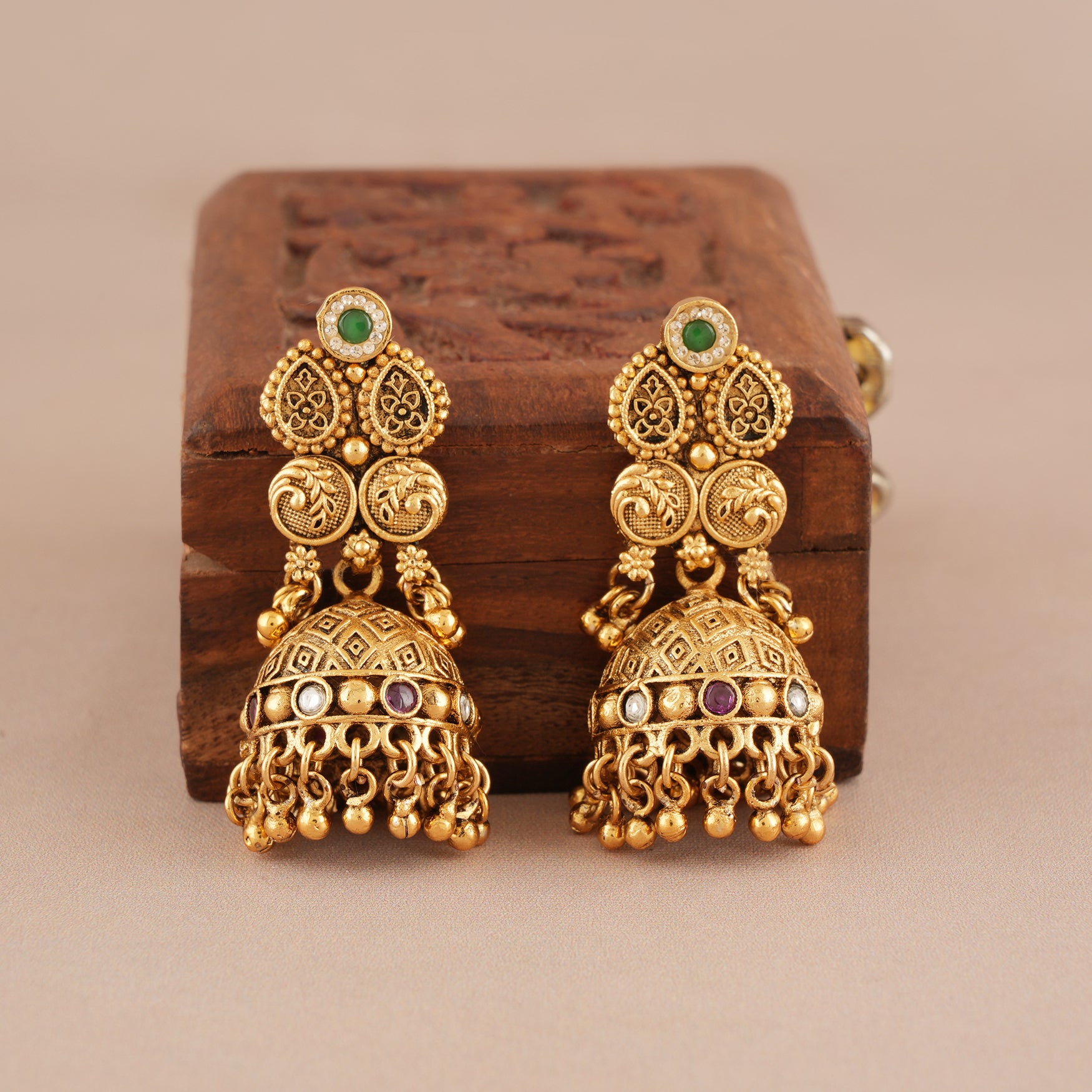 Beautiful stone antique gold plated necklace set