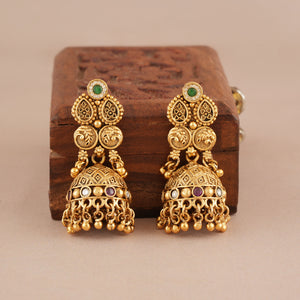 Beautiful stone antique gold plated necklace set