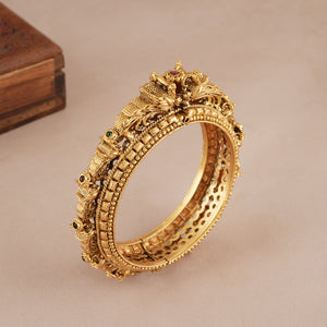 Stunning antique gold stone kada bangle
