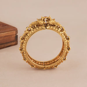 Stunning antique gold stone kada bangle