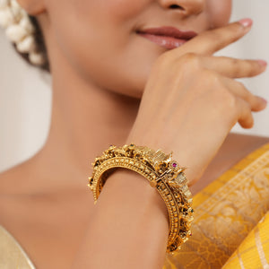 Stunning antique gold stone kada bangle