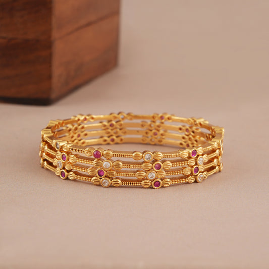 Beautiful antique gold ruby stone bangle set (set of 4)