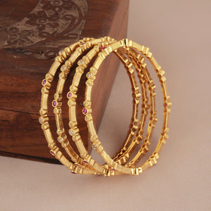 Beautiful antique gold ruby stone bangle set (set of 4)