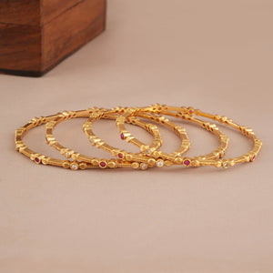 Beautiful antique gold ruby stone bangle set (set of 4)
