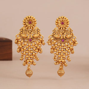 Long antique gold earring for women