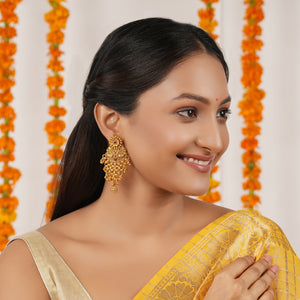 Long antique gold earring for women