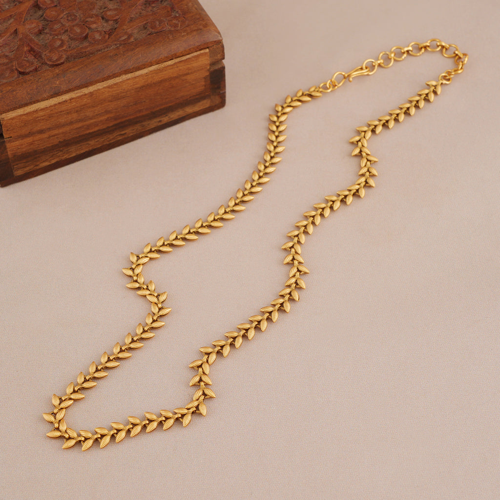 Beautiful leaf antique gold chain for women