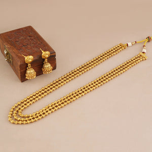 Long antique gold traditional mala necklace set