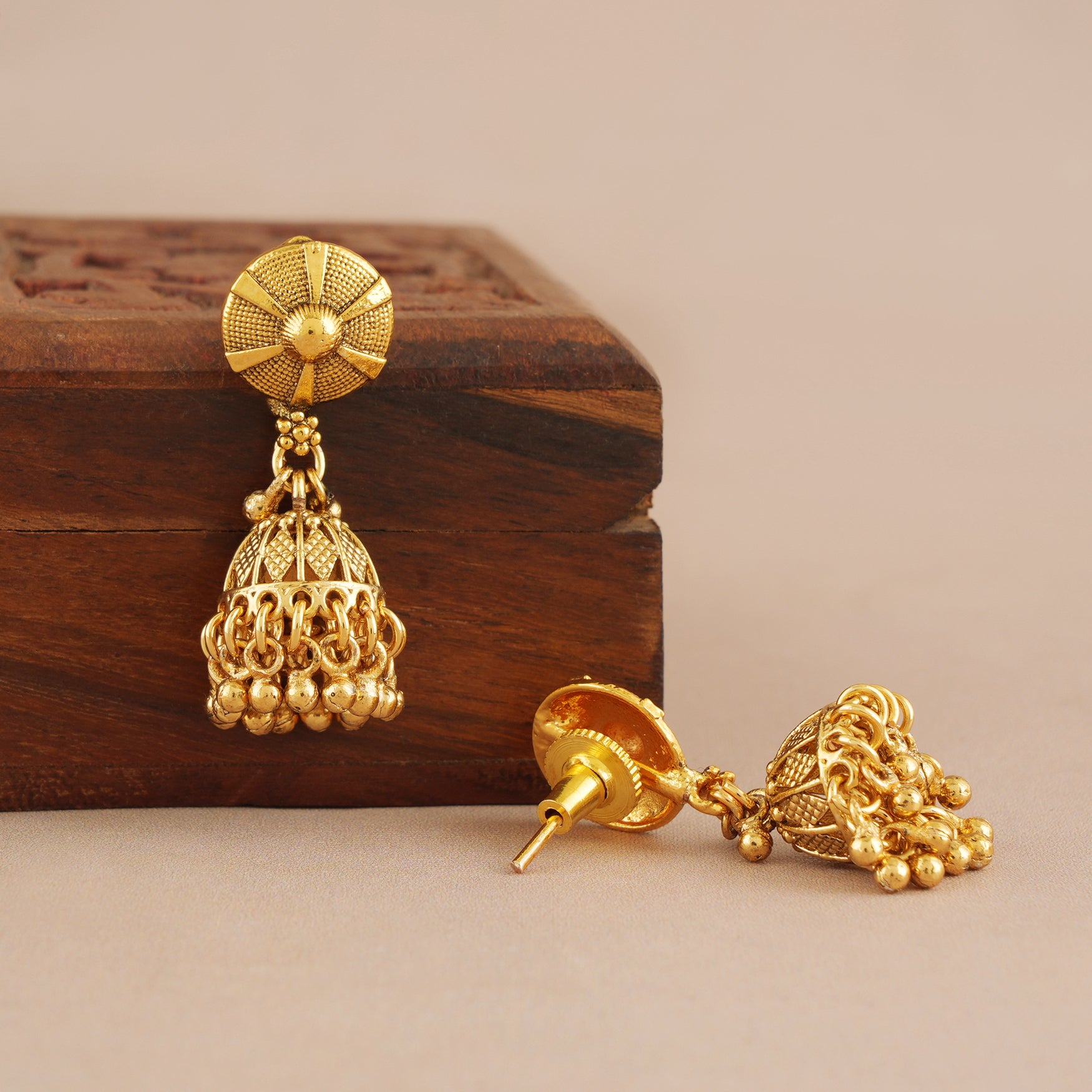 Long antique gold traditional mala necklace set