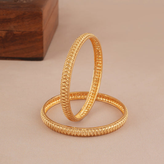 Antique gold plated plain bangle set
