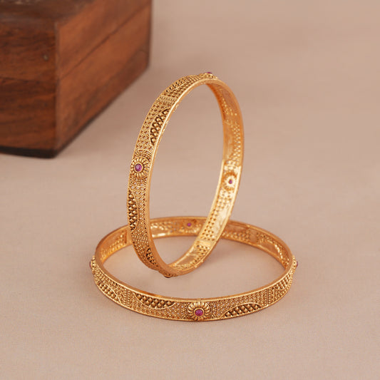 Stunning antique gold ruby traditional bangle set