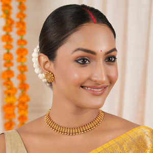 Antique plain gold traditional necklace set