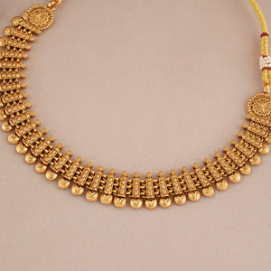 Antique plain gold traditional necklace set