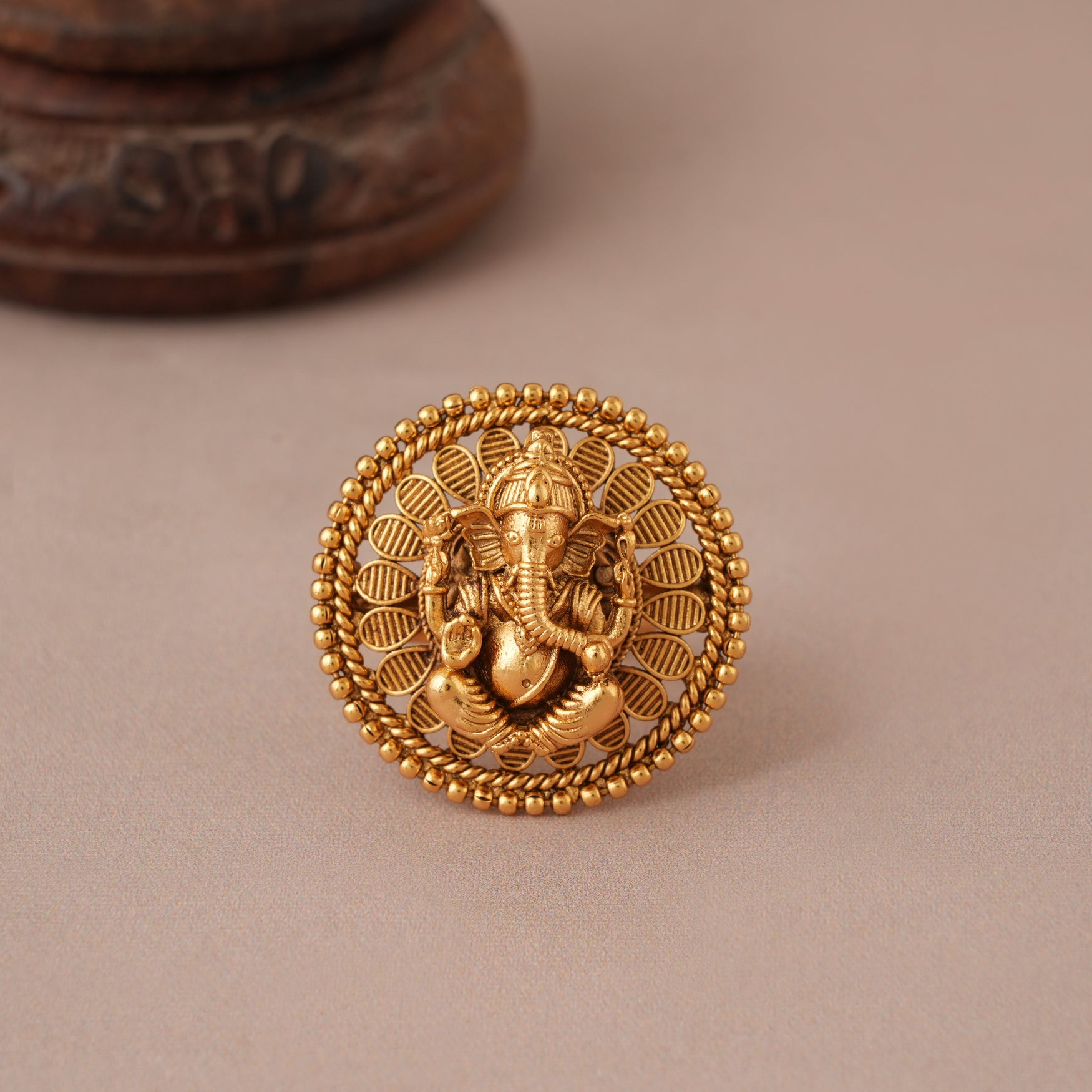 Cute antique gold lord ganesh finger ring I Temple Jewellery I