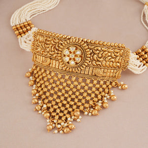 Antique gold traditional choker necklace set