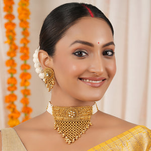 Antique gold traditional choker necklace set