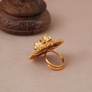 Cute antique gold lord ganesh finger ring I Temple Jewellery