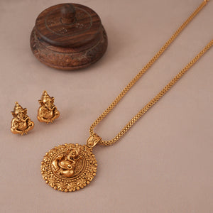 Amazing antique gold plated lord ganesha pendant set I Temple Jewellery