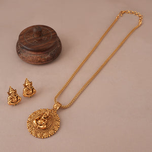 Amazing antique gold plated lord ganesha pendant set I Temple Jewellery