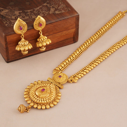 Long antique gold stunning necklace set