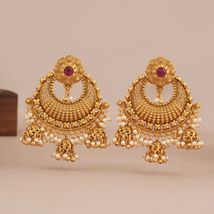 Antique gold stunning chandbali pearl earring